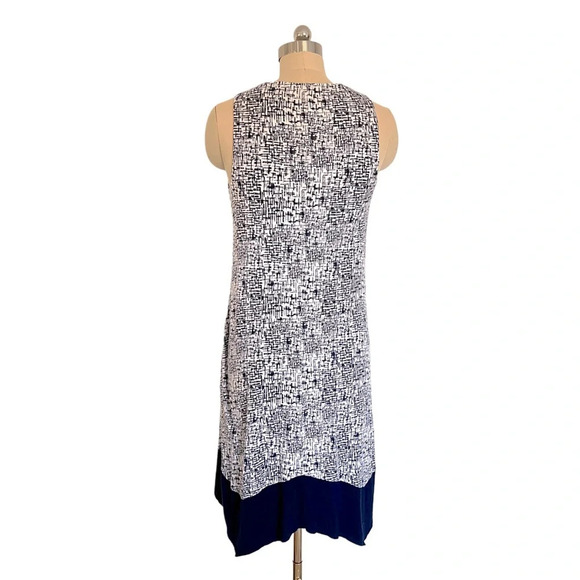 SOMA Soft Jersey Sleeveless Short Swing Bra Dress Retro Dash Mini White Blue XS - Picture 7 of 12